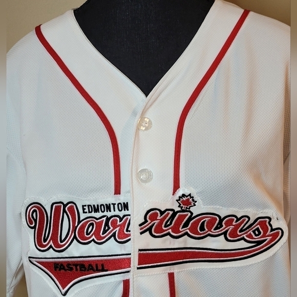 EDMONTON WARRIORS Fastball Jersey, White with Red Detail, Size Small - Picture 3 of 10